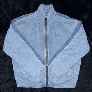 -Free People Quilted Dolman Blue Denim Jacket 
-Size Small